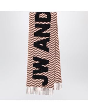 JW Anderson Chevron Wool-Blend Scarf With Maxi Logo - Brown