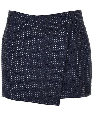 Pinko Gabardine Mini Skirt With Rhinestones - Blue