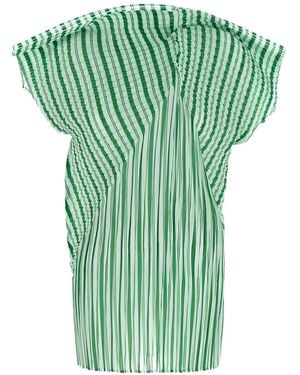 Issey Miyake 'Generic Stripes (Machine Pleats) Top - Green