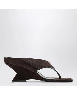 The Attico Cheope Suede Thong Sandals - Brown