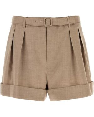 Saint Laurent Wool Bermuda Shorts - Natural