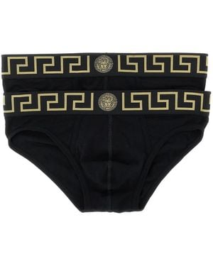 Versace 'Greca' 2-Pack Briefs Set - Black