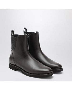 Brunello Cucinelli Leather Chelsea Boots With Shiny Detail - Black