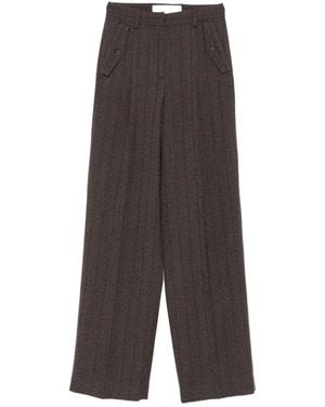 Golden Goose Pinstripe Wool Wide-Leg Trousers - Grey