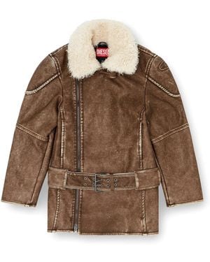 DIESEL Aviator-Biker Style Jacket - Brown