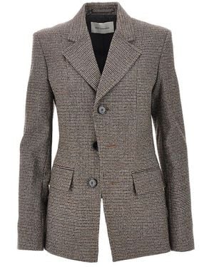 Ami Paris Houndstooth Single-Breasted Jacket - Grey