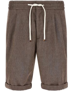 Brunello Cucinelli Linen And Wool Bermuda Shorts - Grey