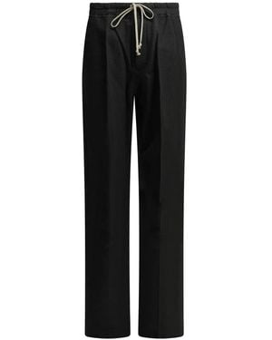 Rick Owens Relaxed Straight-Leg Trousers With Drawstring And Flap Pockets - Black