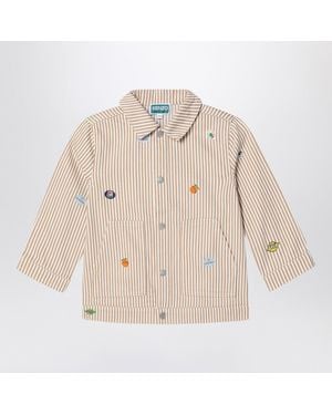 KENZO Sand Striped Denim Jacket - Natural