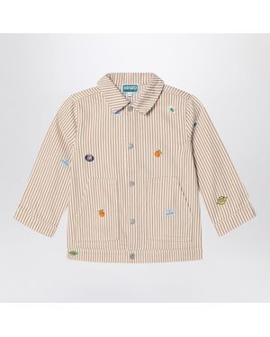 KENZO Sand Striped Denim Jacket - Natural