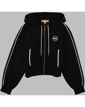 MICHAEL Michael Kors Zip-Up Piqué Logo Sweatshirt Polyester Sweatshirts - Black