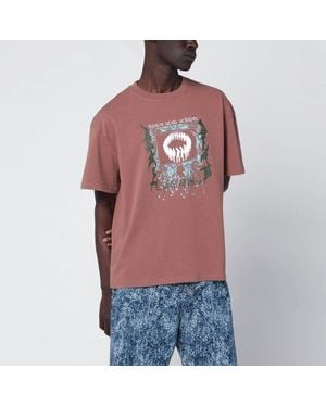 Brain Dead Walnut Vintageeffect Tshirt With Printed Logo - Red