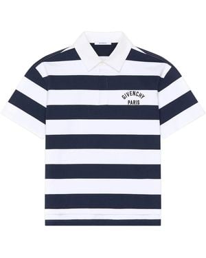 Givenchy Logo-Print Striped Polo Shirt - Blue