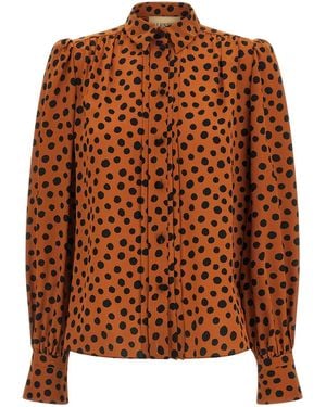 Valentino Garavani Polka Dot Print Shirt - Brown