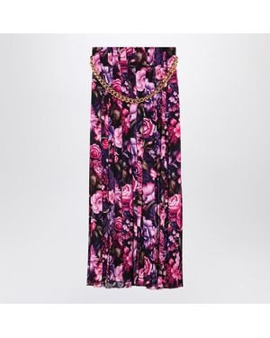 Balenciaga Floral Pleated Maxi Skirt - Purple