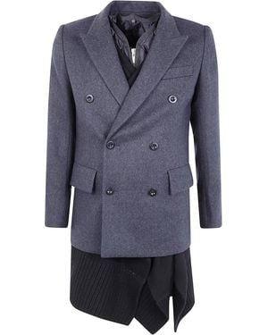 Sacai Wool Melton X Wool Knit Jacket - Blue