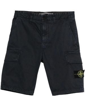 Stone Island Logo-Detail Cargo Shorts - Blue