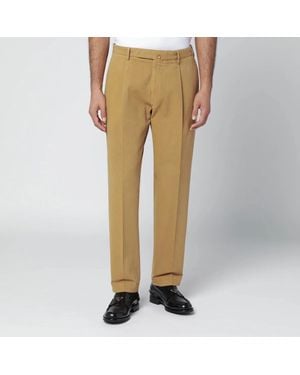 Santaniello Ochre Cotton And Cashmere Trousers - Natural