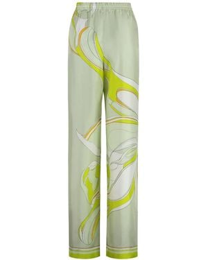Tory Burch Printed Silk Pants - Green