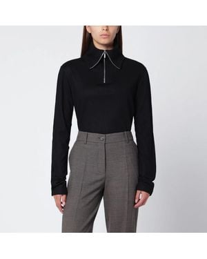 Entire studios Wool Zip-Collar Top - Black