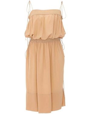 Saint Laurent Nude Clair Midi Balloon Dress - Natural