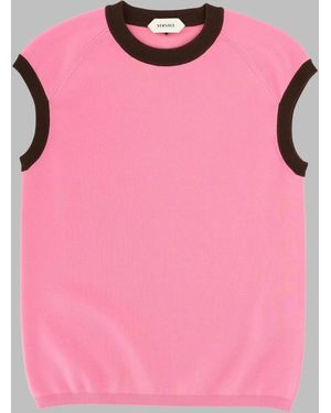 Versace Ribbed Hem Upper Back Top - Pink