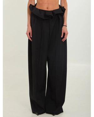 KHAITE Kira Pleated Waisted Pants - Black