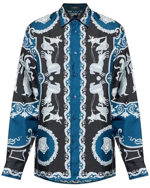 Versace Multicolor Silk Shirt - Blue