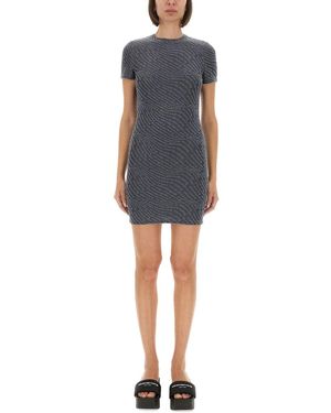 T By Alexander Wang Jacquard Mini Dress With Logo - Blue