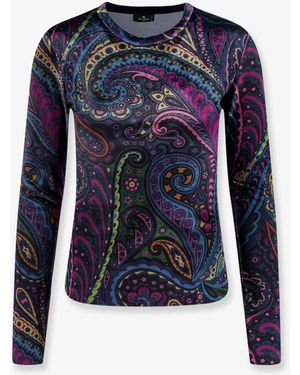 Tシャツ・カットソー Etro Chenille T-Shirt With Multicolor Print Etro Chenille T-shirt With Multicolor Print In Blue | ModeSens