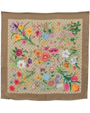 Gucci Flora Silk Foulard - Natural