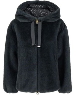 Herno "Bomber" Soft Faux Fux Jacket - Black