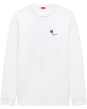 KENZO Tulip Long-Sleeved Cotton T-Shirt - White