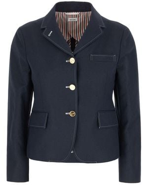 Thom Browne Cotton And Linen Jacket - Blue