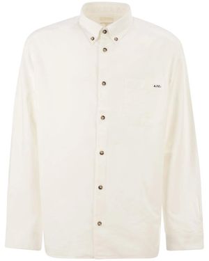 A.P.C. Cotton Button-Down Shirt With Embroidered Logo - White