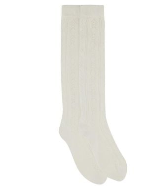 Valentino Perforated Cotton Socks With Vlogo - White