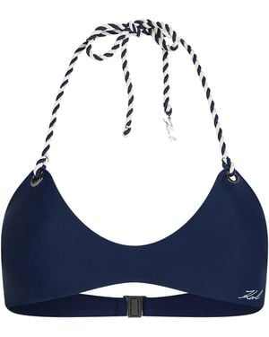 KARL LAGERFELD Bikini Top With Two-Color Cord - Blue