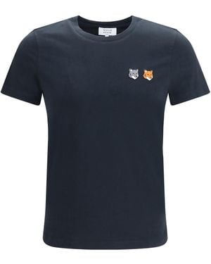 Maison Kitsuné Maison Kitsuné Double Fox Head T-Shirt - Blue
