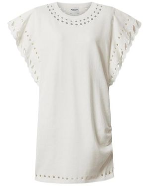 Isabel Marant Cotton Laser-Cut Details Top - White