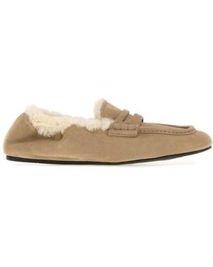 Miu Miu Suede Loafers - Natural