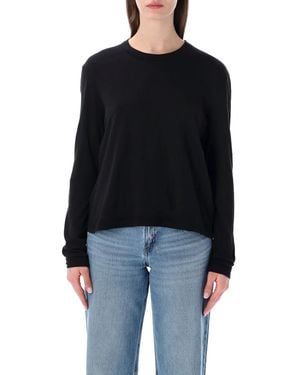 James Perse Oversized Crepe Jersey Long Sleeve Tee - Black