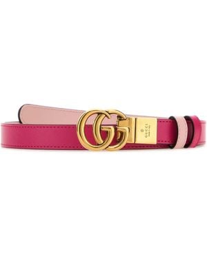 Gucci Fuchsia Leather Gg Marmont Reversible Blend - Pink
