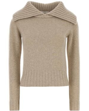 Co. Ribbed Llared Jumper - Natural