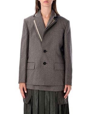 Sacai Tailored Single-Breasted Blazer - Gray