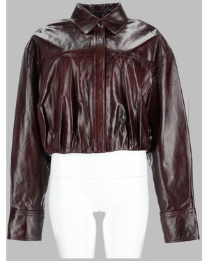 Sportmax Shearling-Trim Leather Jacket - Purple