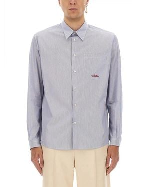 Valentino Cotton Shirt With Logo - Grey