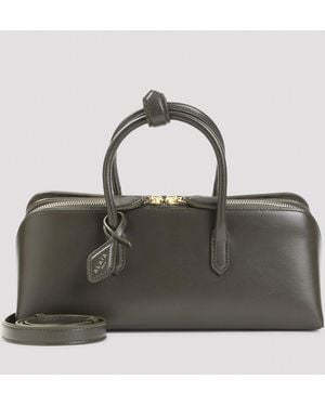 Alaïa Alaia Box Leather Small Delta Bag - Grey