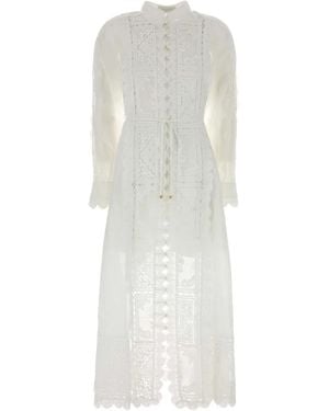 Zimmermann Aster Embroidered Midi Dress - White