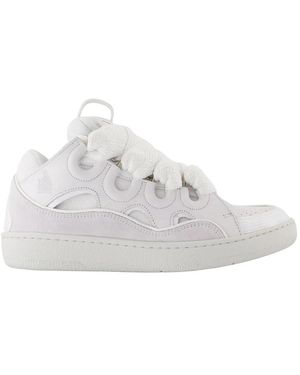 Lanvin Calf Leather Curb Sneakers - White