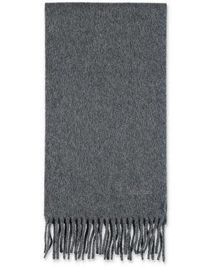 Max Mara Wool Scarf With Embroidered Logo - Grey